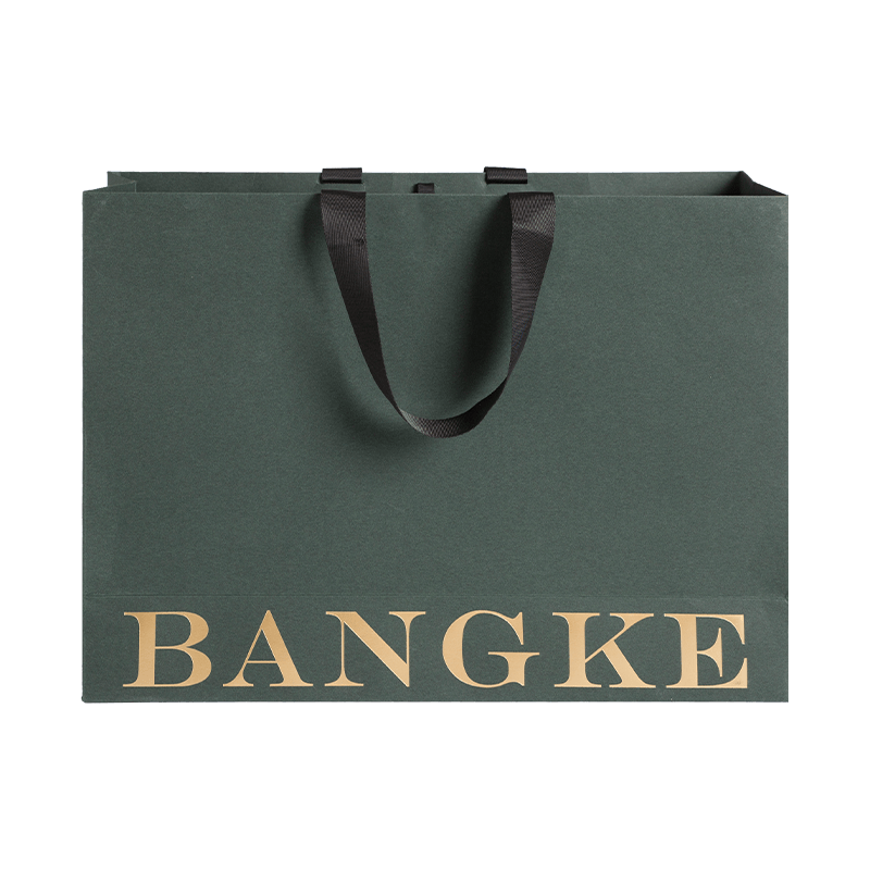 Borsa regalo personalizzata con stampa a caldo verde scuro, borsa di carta per la spesa con il tuo logo