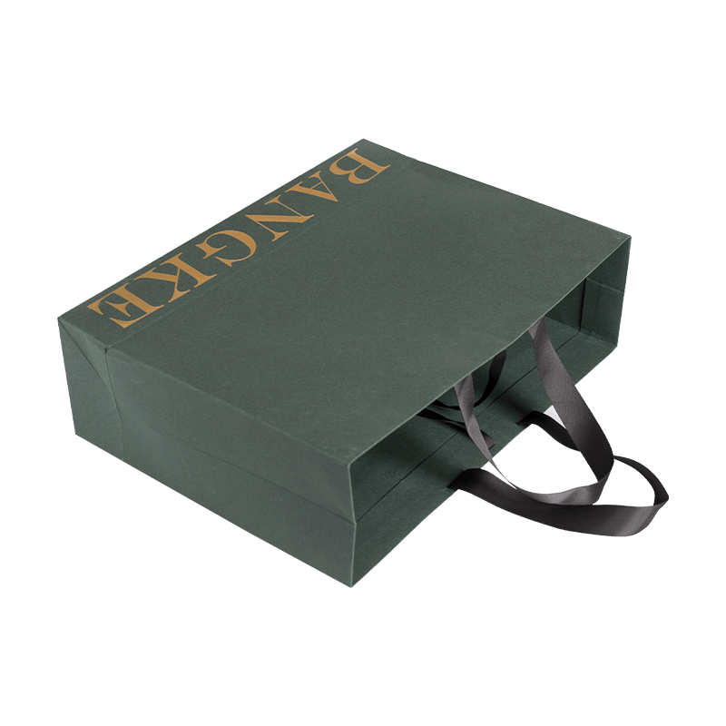 Borsa regalo personalizzata con stampa a caldo verde scuro, borsa di carta per la spesa con il tuo logo