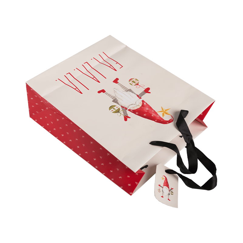 Borsa per la spesa di lusso con sacchetto di carta regalo di Natale personalizzato all'ingrosso in fabbrica con logo e motivo