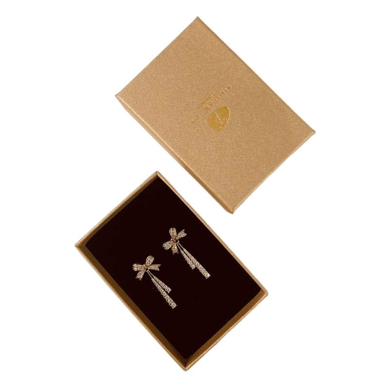 Scatola di imballaggio con coperchio e base con logo personalizzato Scatola di gioielli con collana ad anello in carta regalo