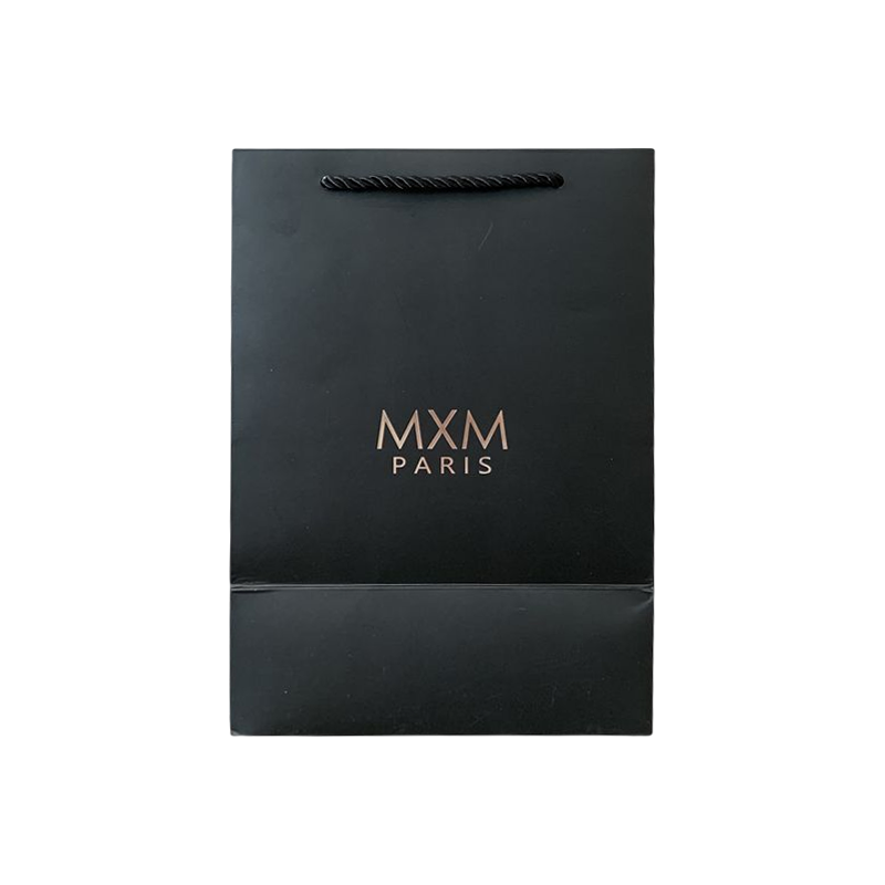 Personalizza il tuo logo Borsa per la spesa con stampa a caldo nera Borsa regalo di lusso Borsa di carta promozionale